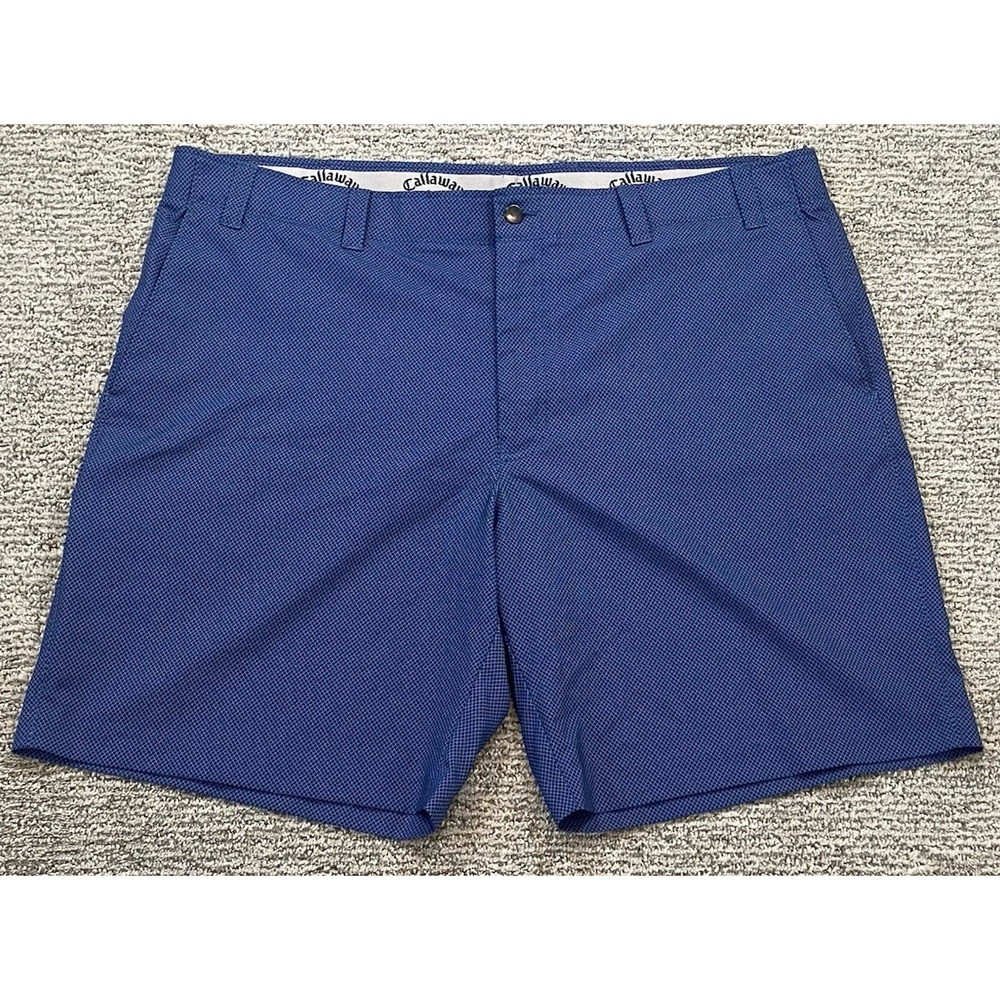 Callaway Golf Shorts Mens 42 Wicking Stretch Fabric AOP Geometric Blue